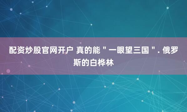 配资炒股官网开户 真的能＂一眼望三国＂. 俄罗斯的白桦林